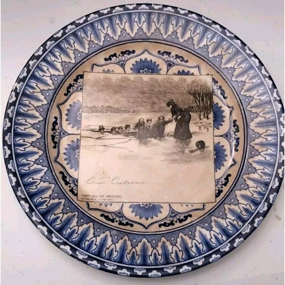 Royal Doulton Gibson Girls  'They All Go Skating' Plate England  Antique 1900